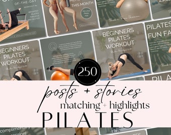 Pilates Instructor Life Coach Template | Canva And Instagram Kit for Wellness & Fitness Coaches | Social Media Posts for Pilates Content