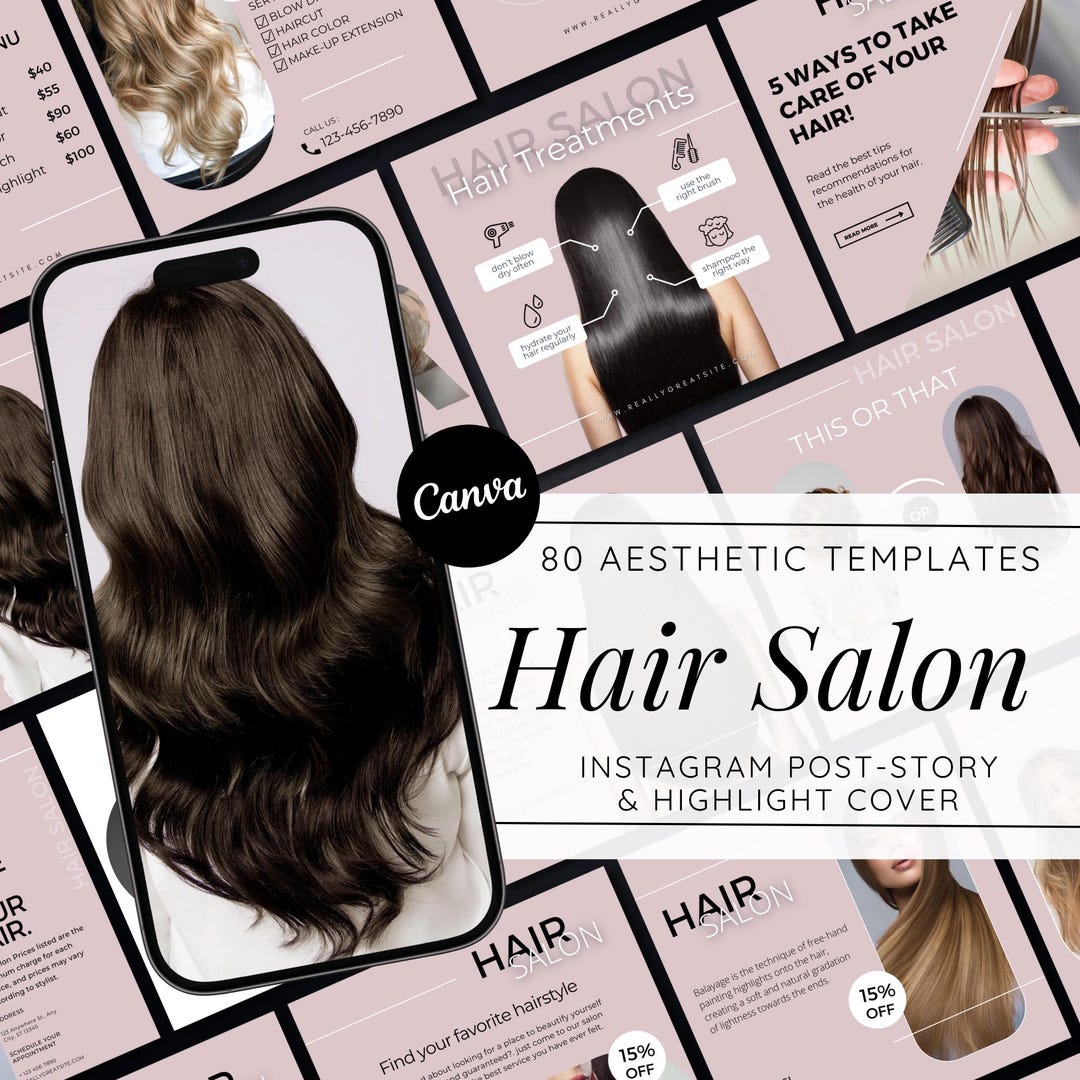 Hair Salon Instagram Templates | Hairdresser Social Media Kit | Canva ...
