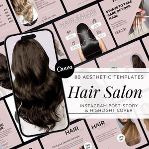Hair Salon Instagram Post Templates: Canva Editable