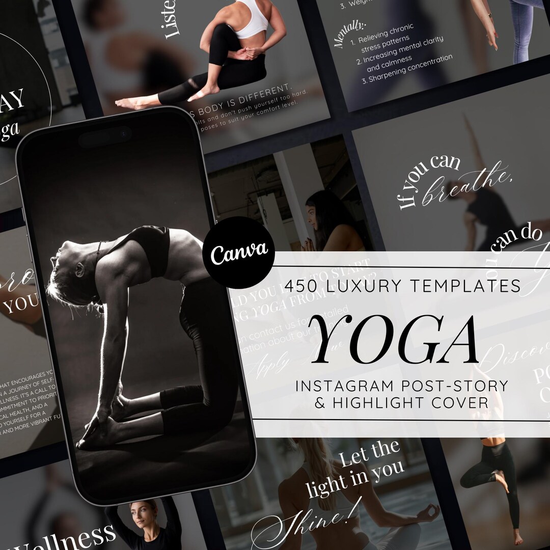 Yoga Instagram Templates: Wellness Canva Posts, Branding Kit - Etsy