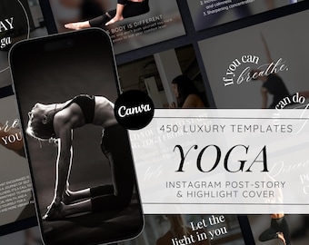Yoga Instagram Templates: Wellness Canva Posts, Branding Kit