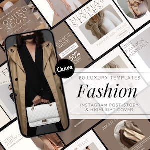 Fashion Instagram Templates: Aesthetic Beige Designs for Bloggers, Boutique Style, Canva Branding for Engagement, Social Media Marketing