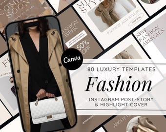 Aesthetic Fashion Instagram Templates | 80 Canva Posts & Stories | Boutique Social Media Kit | Fashion Marketing Bundle | Digital Download
