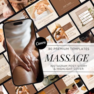 Massage Instagram Template | Therapist Instagram Posts | Spa Canva Template For Esthetician Social Media