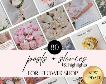 Floral Instagram Highlights: Flower Shop Quotes, Florist Business Feed, Canva Templates, Flower Store Marketing, Florist Instagram Posts