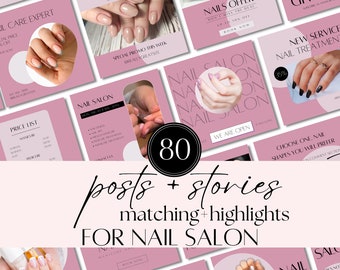 Plantillas para publicaciones de Instagram de artistas de uñas: Kit de marca de manicura (descarga digital)