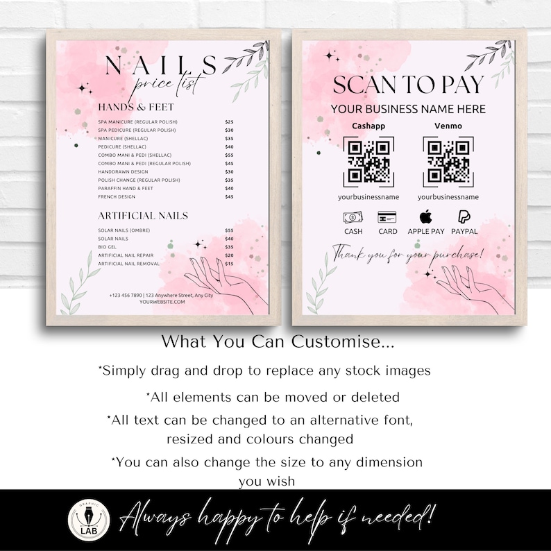 Professionally present your services with our Editable Nail Salon Price List Template, a Canva-ready tool for creating a sleek beauty salon pricing sheet