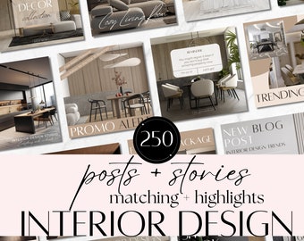 Minimalist Interior Design Canva Templates | Modern Instagram Posts & Stories for Designers | Luxury Social Media Kit for Influencers