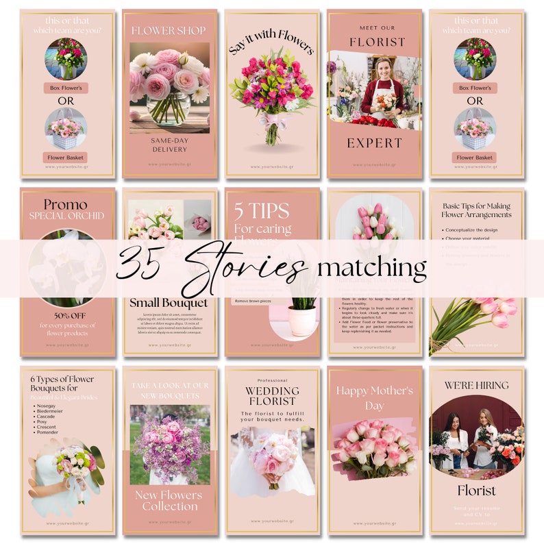 80 Floral Instagram Templates for Florist Business & Shop. Boost Your