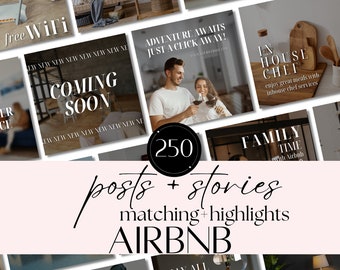 Airbnb Instagram Story & Post Canva Templates | Editable Social Media Kit for Rentals | Business Highlights And Stories Design