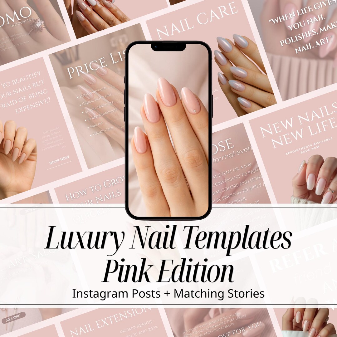 Pink Nail Instagram Templates | Nail Tech Social Media Kit | Canva ...