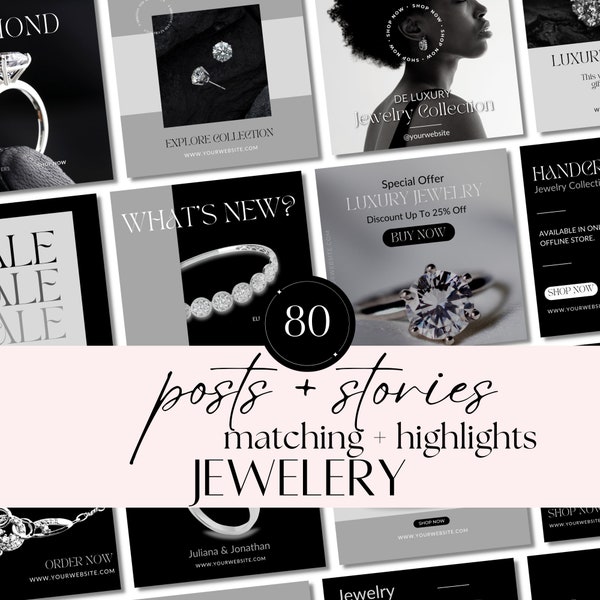 Jewelry Canva Instagram Template | Aesthetic Feed for Fashion & Jewellery Posts | Minimalistic Social Media Marketing | Necklace Post