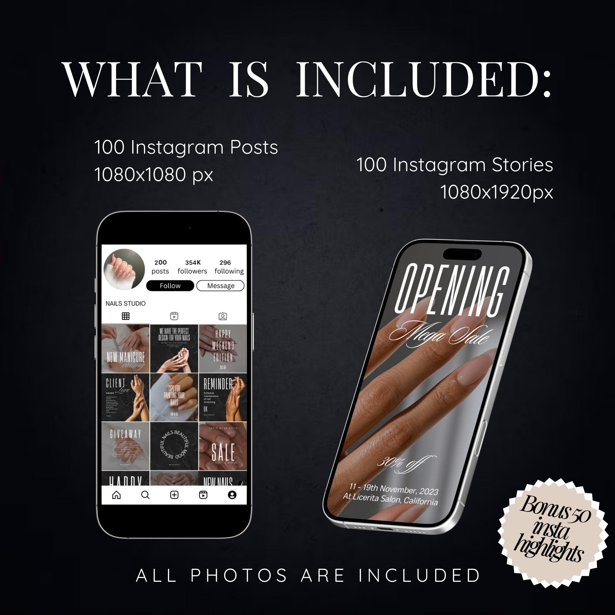 Nail Salon Instagram Templates | Nail Tech Social Media Bundle | Canva ...