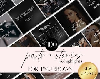 Microblading Instagram Templates for Brow Techs and Tattoo Artists: Social Media Posts and Stories for PMU Professionals