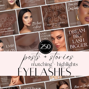 Eyelash Canva Templates for Lash Techs | Instagram Post Designs for Lash Extension Marketing | Beauty Business Social Media Kit
