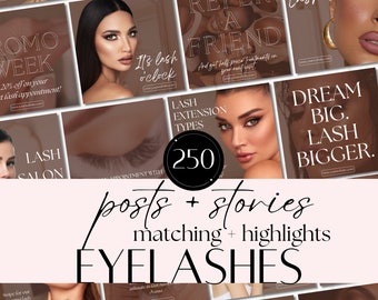 Eyelash Canva Templates for Lash Techs | Instagram Post Designs for Lash Extension Marketing | Beauty Business Social Media Kit