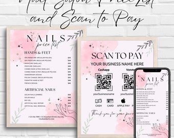 Editable Nail Salon Price List Template | Canva-Ready Beauty Salon Pricing Sheet