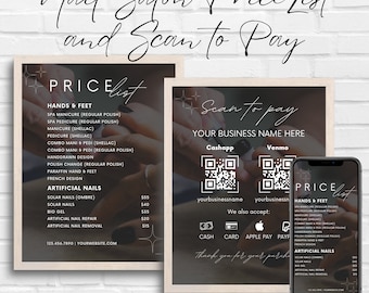 Nail Salon Price List Template: Editable QR Code, Spa Menu (Canva)