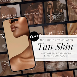 Tan Skin Instagram Templates | Canva Beauty & Skincare Post Designs | Esthetician Branding Kit for Social Media