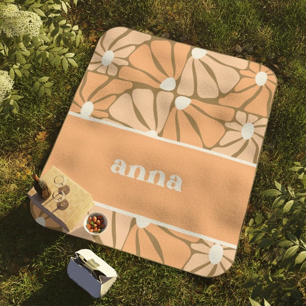 Custom Personalized Beach Picnic Blanket Retro Blanket Portable Outdoor Blanket Flower Blanket Boho Blanket Gift Travel Blanket Bachelorette