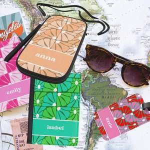 Personalizado Retro Boho personalizado cuero pasaporte cubierta personalizada viaje cartera bolsa personalizada etiqueta de equipaje regalo de luna de miel