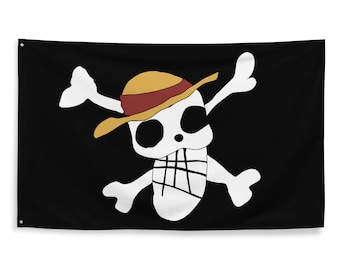 Pirate 'One Piece' style manga anime Luffy Jolly Roger Skull Flag