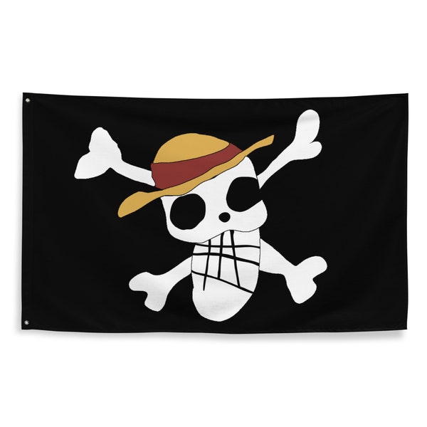 Pirate 'One Piece' style manga anime Luffy Jolly Roger Skull Flag