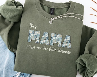 CUSTOM momma sweatshirt, Christian Crewneck Sweatshirt Gift for Mom, Mamma Sweatshirt with Kids Names on Sleeve, Cute Sweatshirt Gifts Mom
