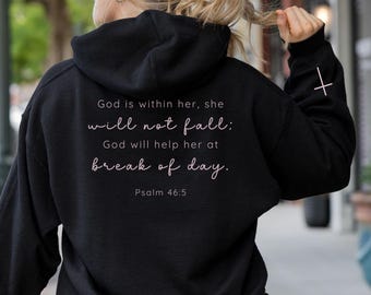 Christian Merch Gifts for Believer, God is within her Sweatshirt Gift, Minimalist Hoodie, Scripture Bible Verse Sweater, Religious Gift, Gym