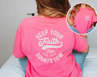 Christian Gym Shirt for Women, Christian Apparel for Weight Lifters, Comfort Colors Faith Fitness T Shirt, Christian Fitness Lift Shirt, Gym