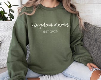 CUSTOM momma sweatshirt, Christian Crewneck Sweatshirt Gift for Mom, Trendy Mamma Sweater, Kingdom Mama Sweatshirt for Church, Baptism Gift