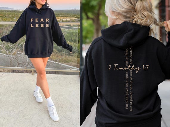 Christian Merch Gifts for Believers, Fearless Sweatshirt Prayer Gift, Minimalist Hoodie, Scripture Bible Verse Sweater, Religious Gift, Gym
