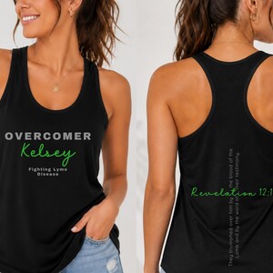 Custom Name Tank, Lyme Disease Warrior Tank, Christian Lyme Warrior Shirt, Faith Gift for Chronic Illness, Scripture Workout Tank, Overcome