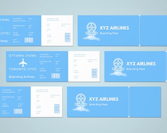 Editable Airline Ticket Template: Canva Boarding Pass (Print-Ready)