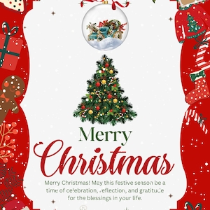 Frohe Weihnachten Grußkarte | Festliche Feiertagskarte für Freunde der Familie | Fröhliche Weihnachten | Weihnachtsbaum Karte Digital Download Printable