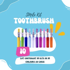 10 cepillos de dientes + pasta de dientes - 10 colores a elegir