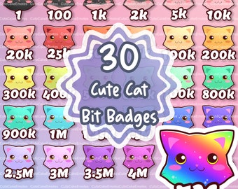 PACCHETTO DISTINTIVI Gatti carini / Perfetto per Twitch / Distintivi Twitch Bits, Distintivi Twitch Sub