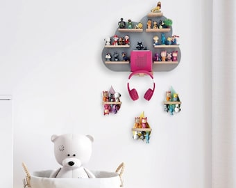 Kinderregal Set: Wolke + Tropfen für die Toniebox | Figuren | Musikbox | Musikregal | Wolke | Platz für insgesamt 44 Figuren | Tonie Regal
