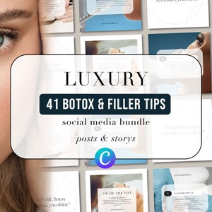 BOTOX & FILLER Tips Plantillas de Instagram, publicaciones en redes sociales de rellenos de ácido hialurónico, plantillas Canva personalizadas editables
