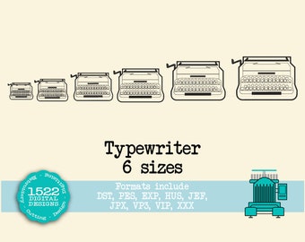 Vintage Typewriter Machine Embroidery Design (Instant Download)