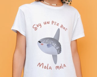Camiseta Divertida Pez Luna Dibujo Cartoon Regalo para Amantes de animaux, buceadores SCUBA y Biólogos Marinos Jeux de mots Mola Mola