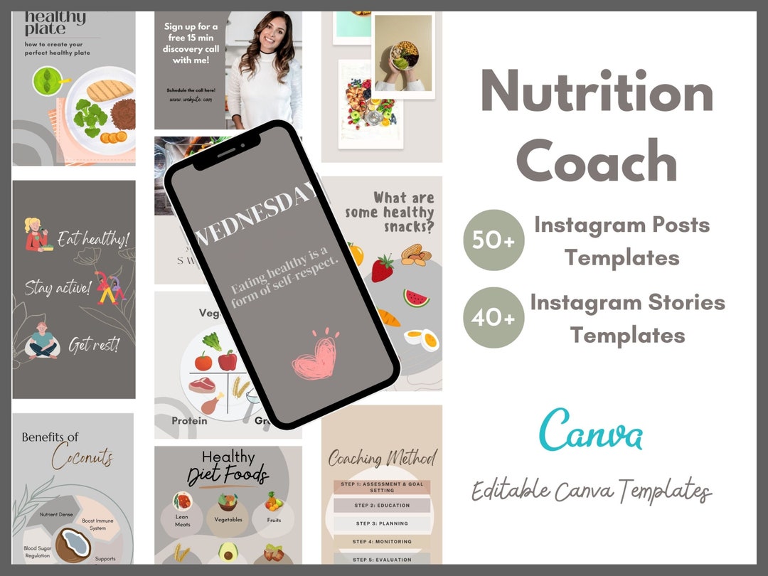 Nutrition Coach Instagram Pack Social Media Pack Neutral Etsy