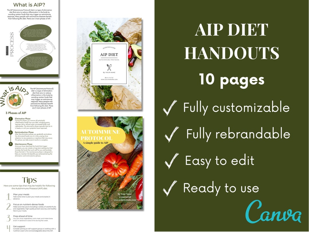 AIP Diet Handout Template Autoimmune Protocol Diet Information Etsy