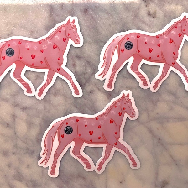 High Quality Waterproof Pink Drink Starbucks Inspired Horse Laptop Water Bottle Sticker Decal - Pack of 3 stickers