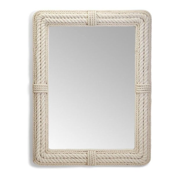 Nautical Coastal Vertical Rectangle White  Rope Mirror |Home Decor Large Wall Mirror |wall Hanging white Cotton Rope Mirror Gift for Wedding