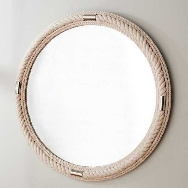 Nautical Coastal Round White Rope Mirror |Home Decor Large Wall Mirror Hanging White Rope Mirror Rope Mirror Home & Living  Gift for Wedding