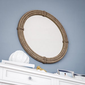 Espejo de cuerda náutica, espejo de cuerda redonda, espejo de 24,  decoración del hogar de playa, hecho en la Isla de Wight