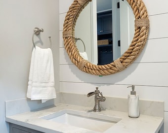 Nautical Coastal Round Rope Mirror | Home Decor Large Wall Mirror | Hanging Rope Mirror | Jute Rope Mirror Home & Living | Gift for Wedding