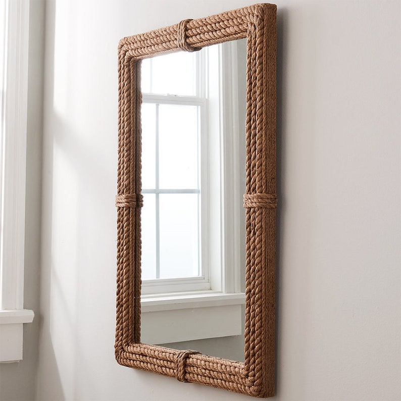 Nautical Coastal Vertical Rectangle Rope Mirror Home Decor Etsy