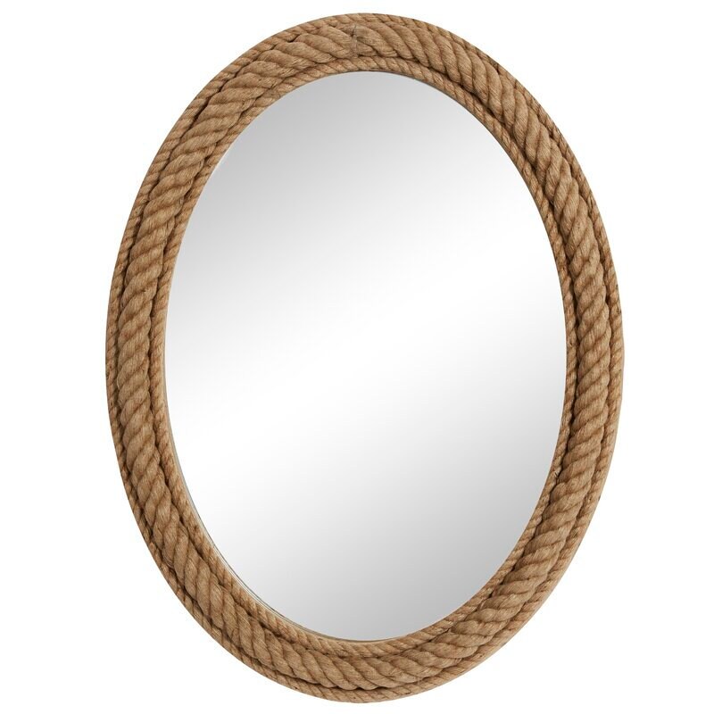 Handmade Nautical Coastal Jute Oval Rope Wall Hanging Mirror for